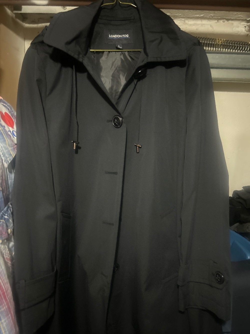London Fog Black trench style / with Hood large